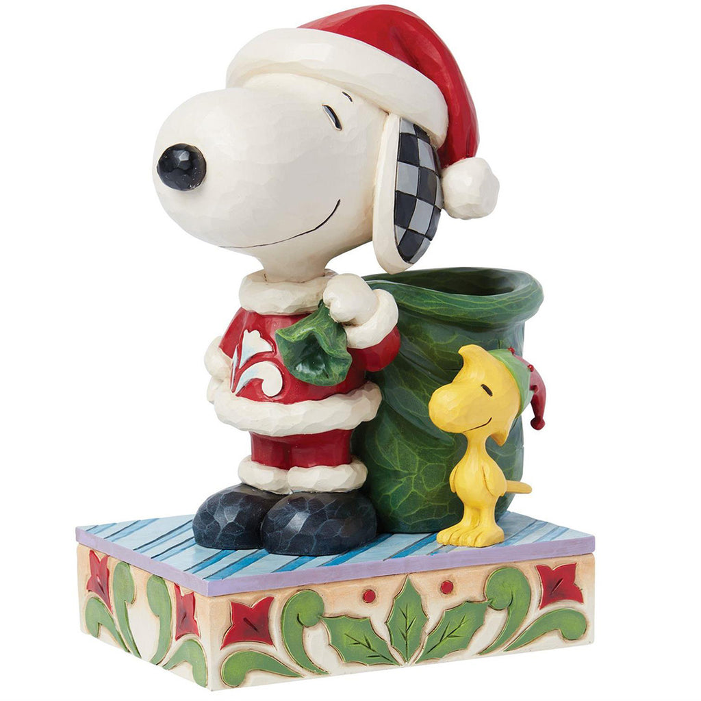 Jim Shore Snoopy Santa and Elf Woodstock side