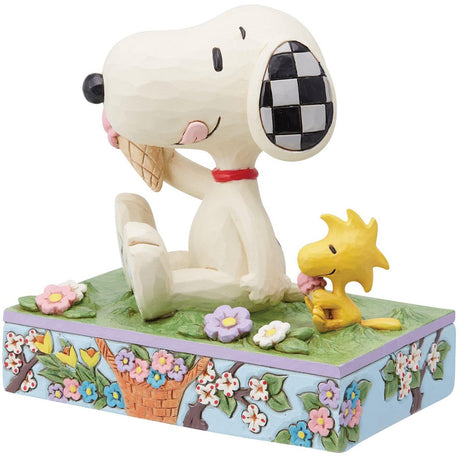 Jim Shore Snoopy and Woodstock Eating Ice Cream left