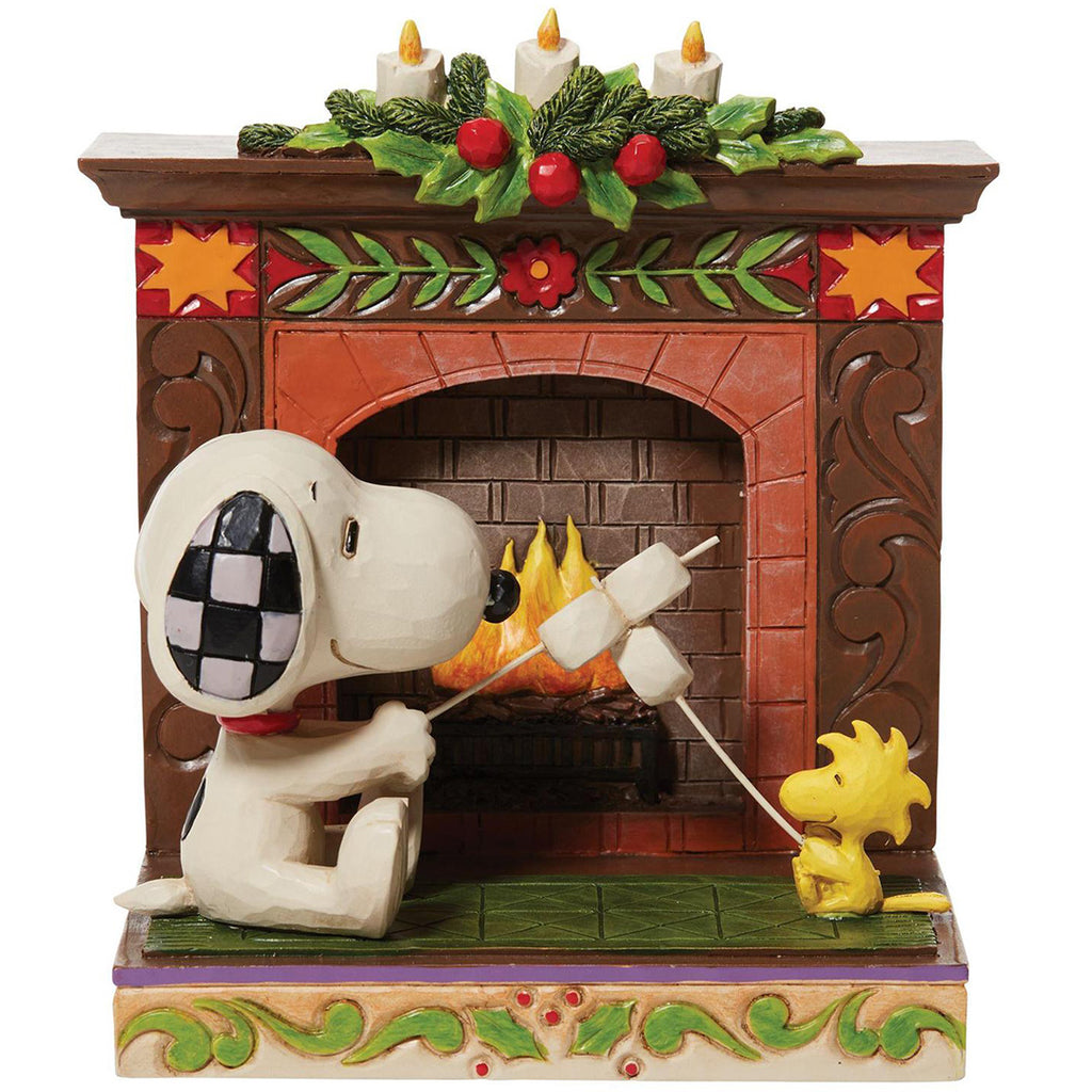 Jim Shore Snoopy and Woodstock Fireplace front