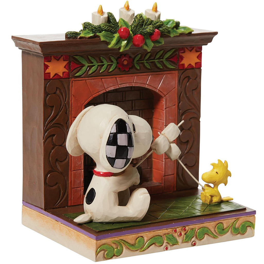 Jim Shore Snoopy and Woodstock Fireplace side