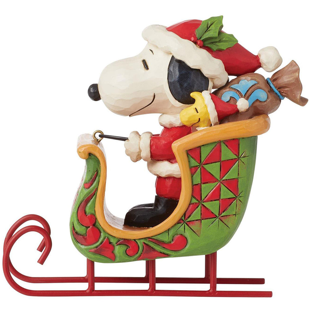 Jim Shore Snoopy and Woodstock in Sleigh front