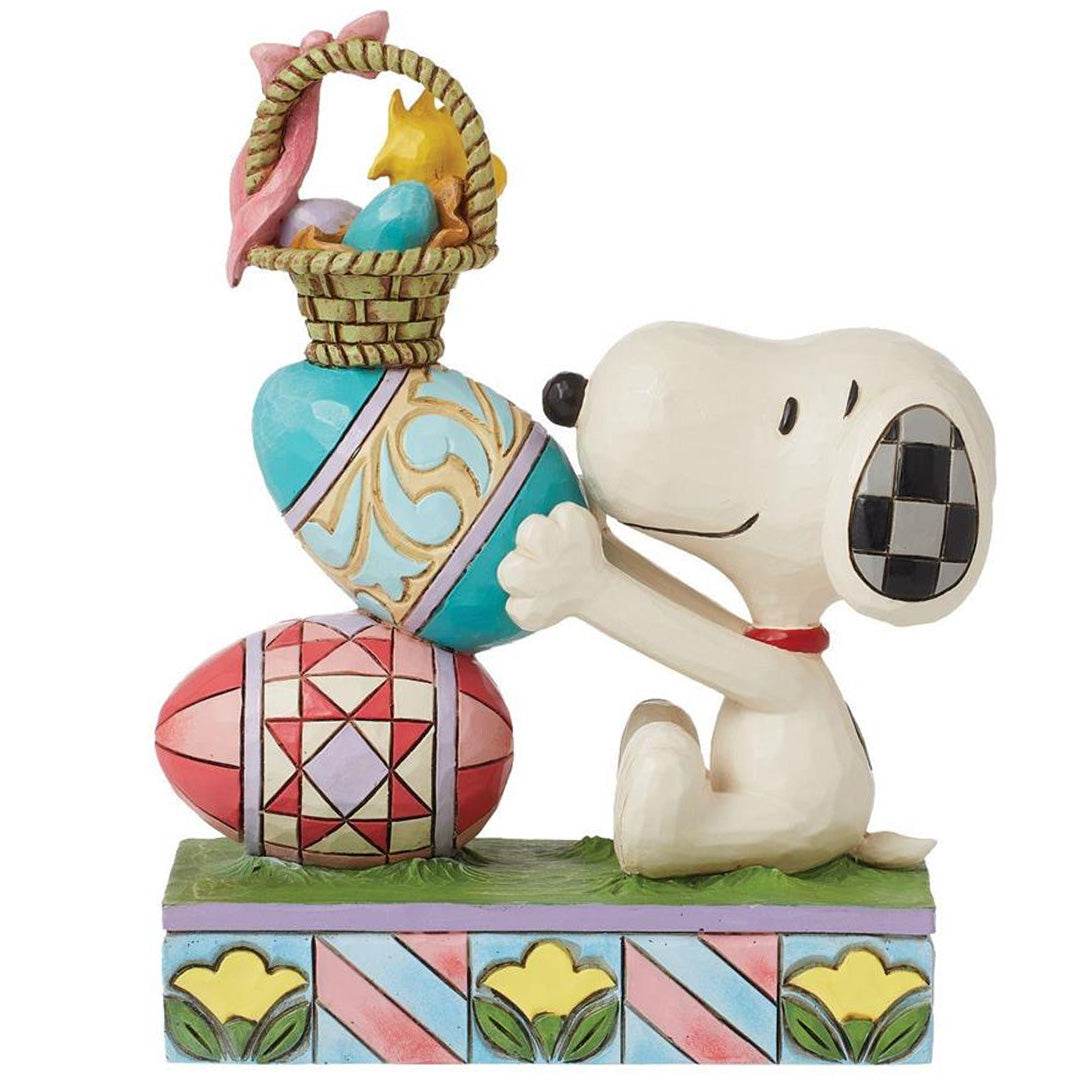 Jim Shore Snoopy and Woodstock stacked Egg side