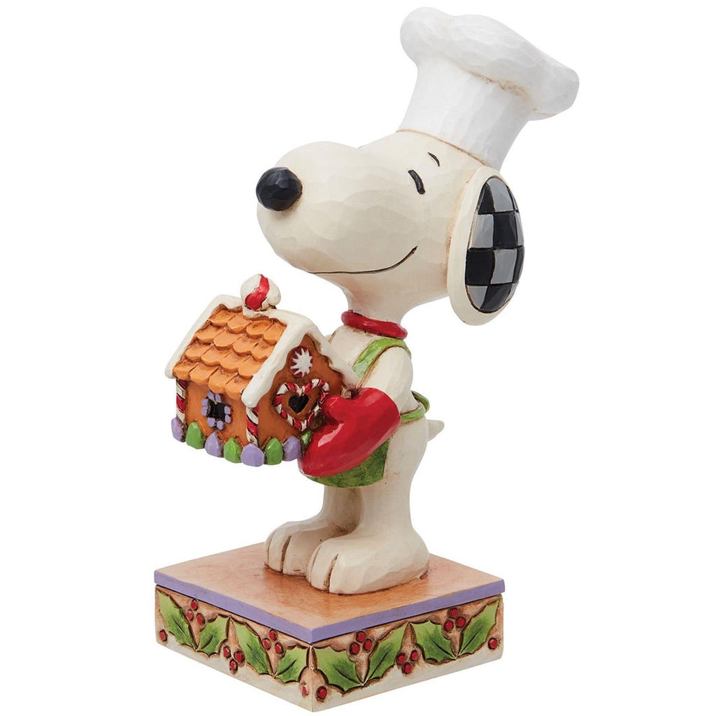 Jim Shore Snoopy with Gingerbread House side