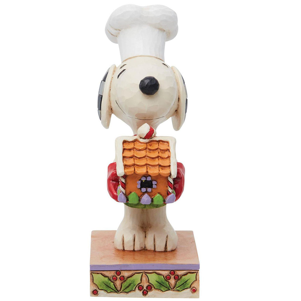 Jim Shore Snoopy with Gingerbread House front