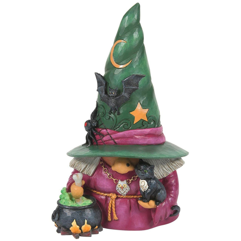 Jim Shore Witch Gnome with Cauldron Figurine front