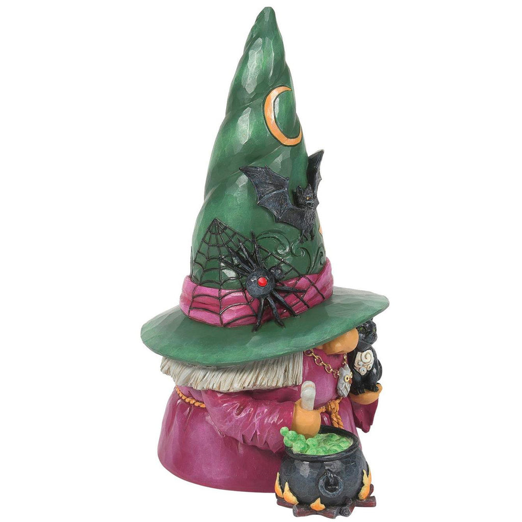 Jim Shore Witch Gnome with Cauldron Figurine side