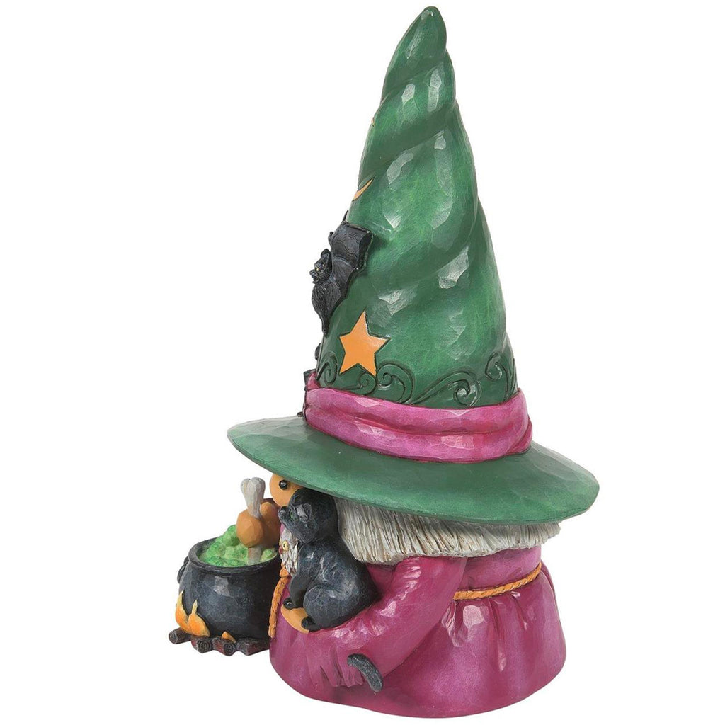 Jim Shore Witch Gnome with Cauldron Figurine side