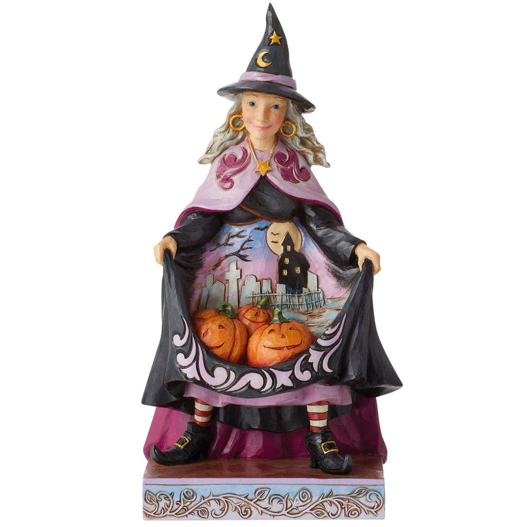 Jim Shore Witch with Pumpkins Skirt Figure front