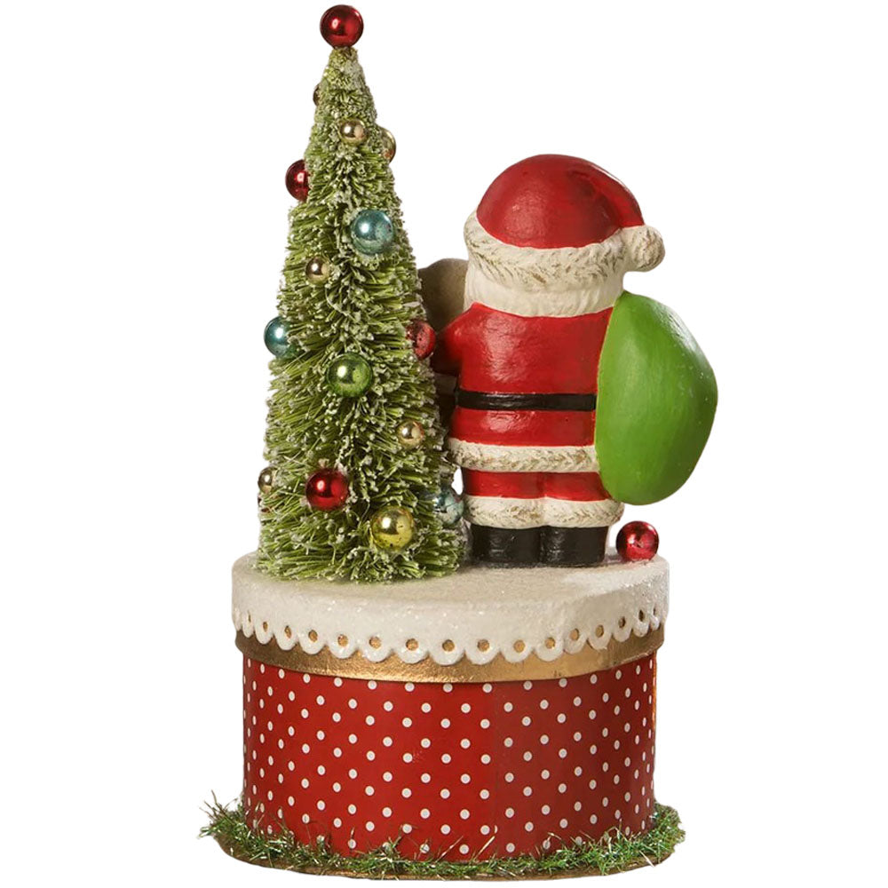 Joy Santa on Box Christmas Decor by Bethany Lowe Designs back