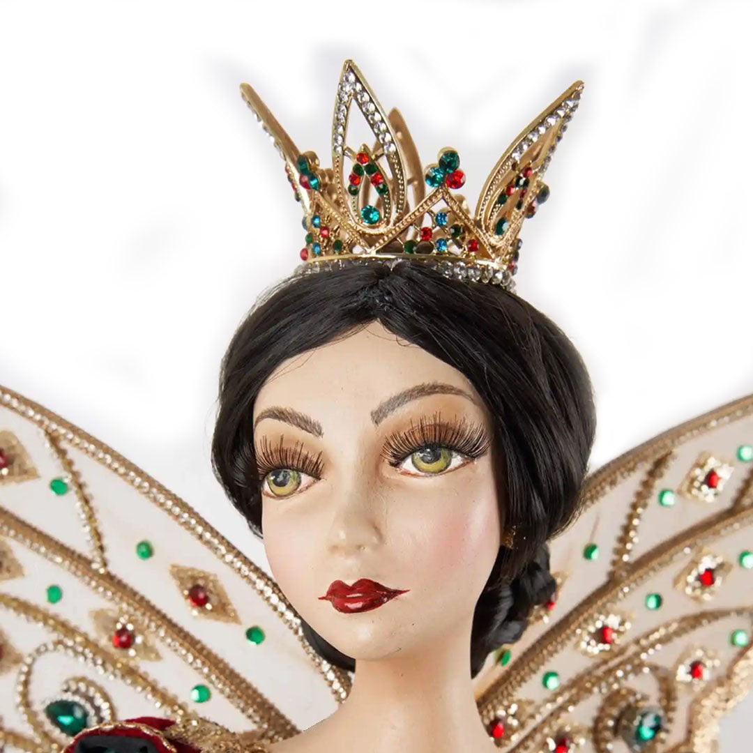 Katherine's Collection Ruby Reign Standing Fairy Ballerina Doll close up