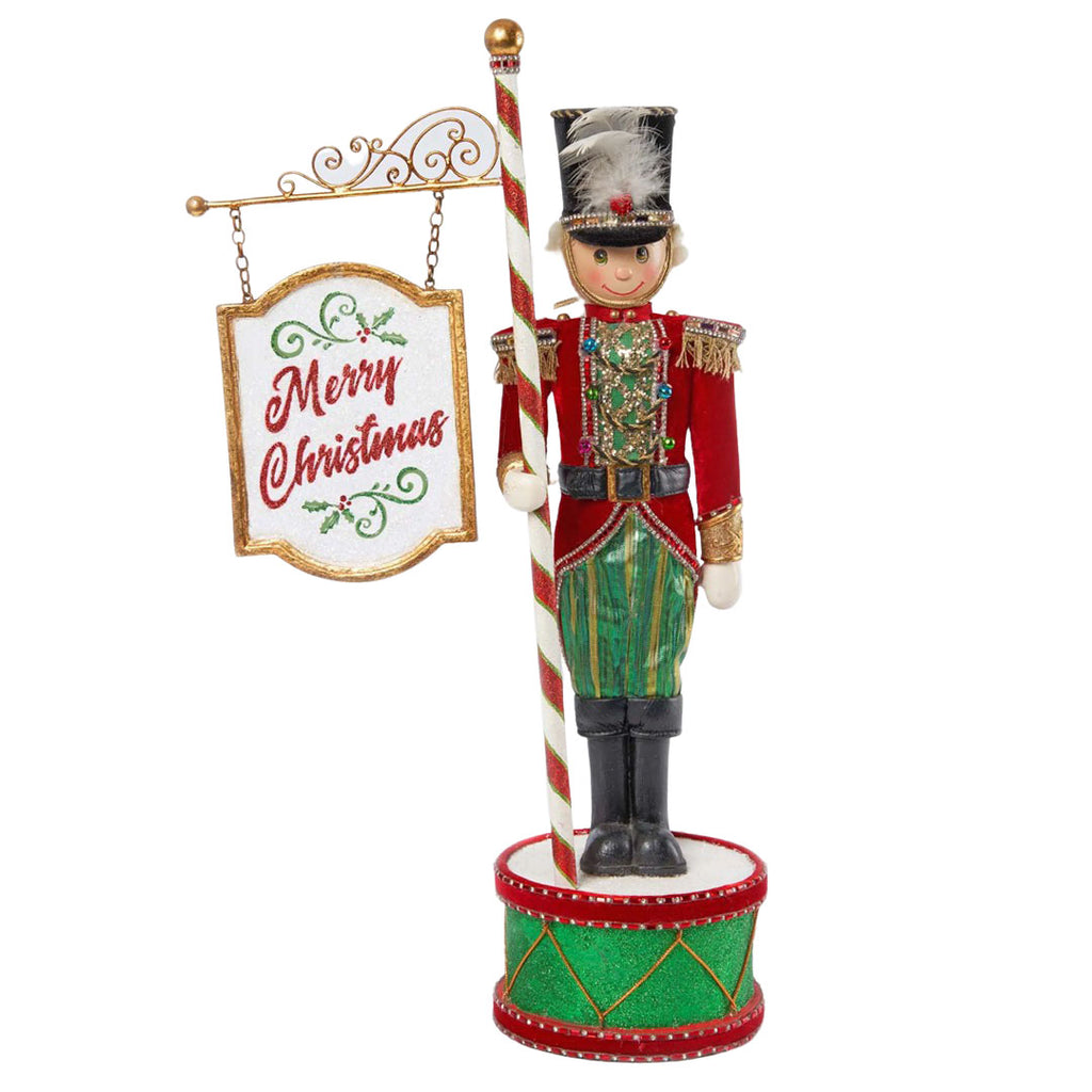 Katherine's Collection Toyland Nutcracker with Sign front