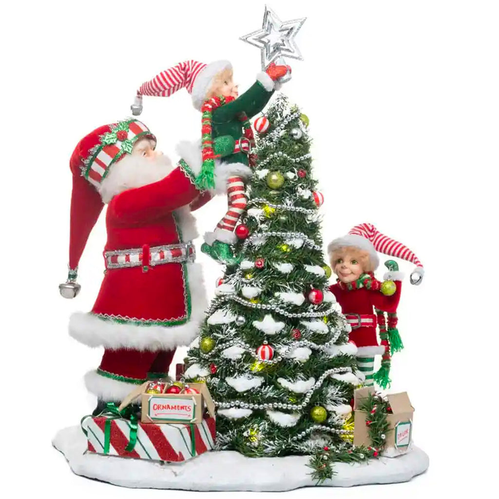Katherine's Collection Peppermint Palace Elves Decorating Tree 15.5"
