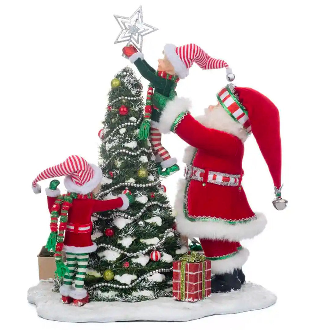 Katherine's Collection Peppermint Palace Elves Decorating Tree 15.5"
