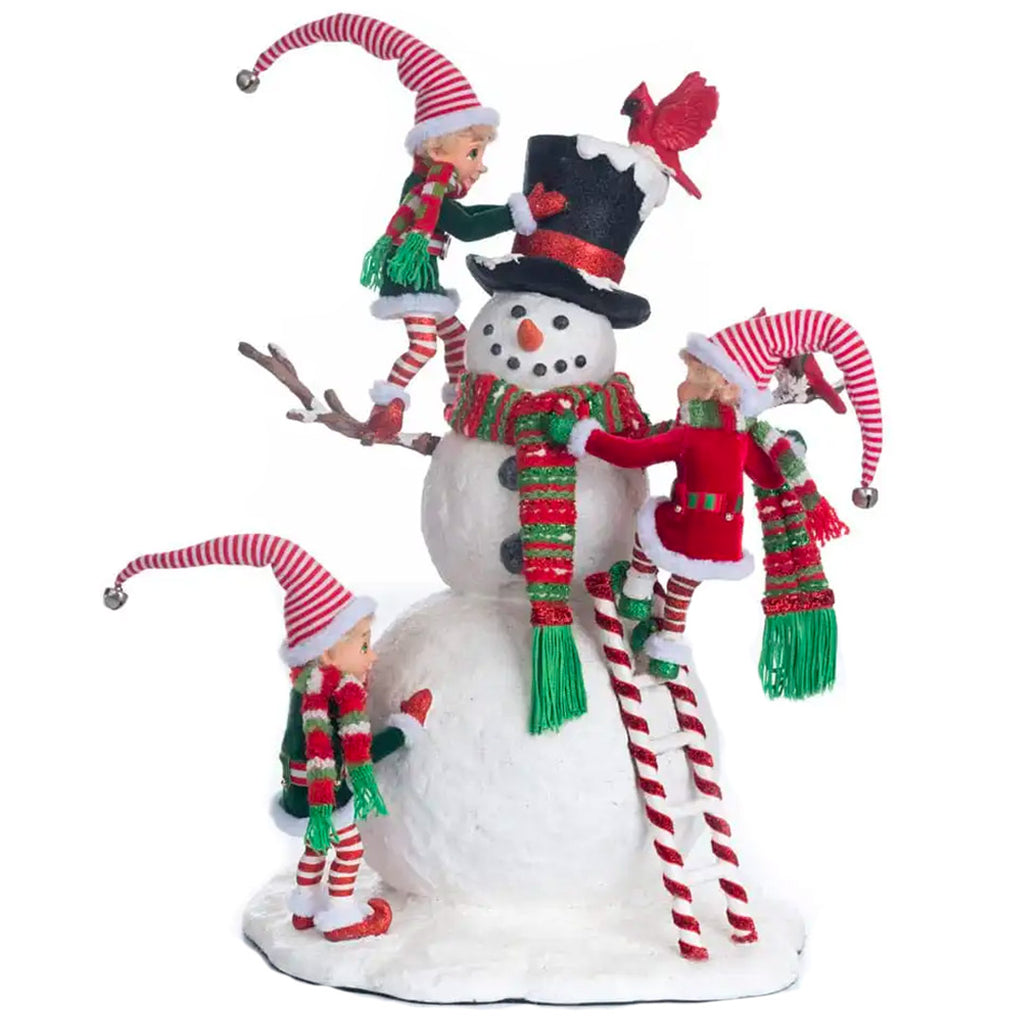 Katherine's Collection Peppermint Palace Elves and Snowman 18"