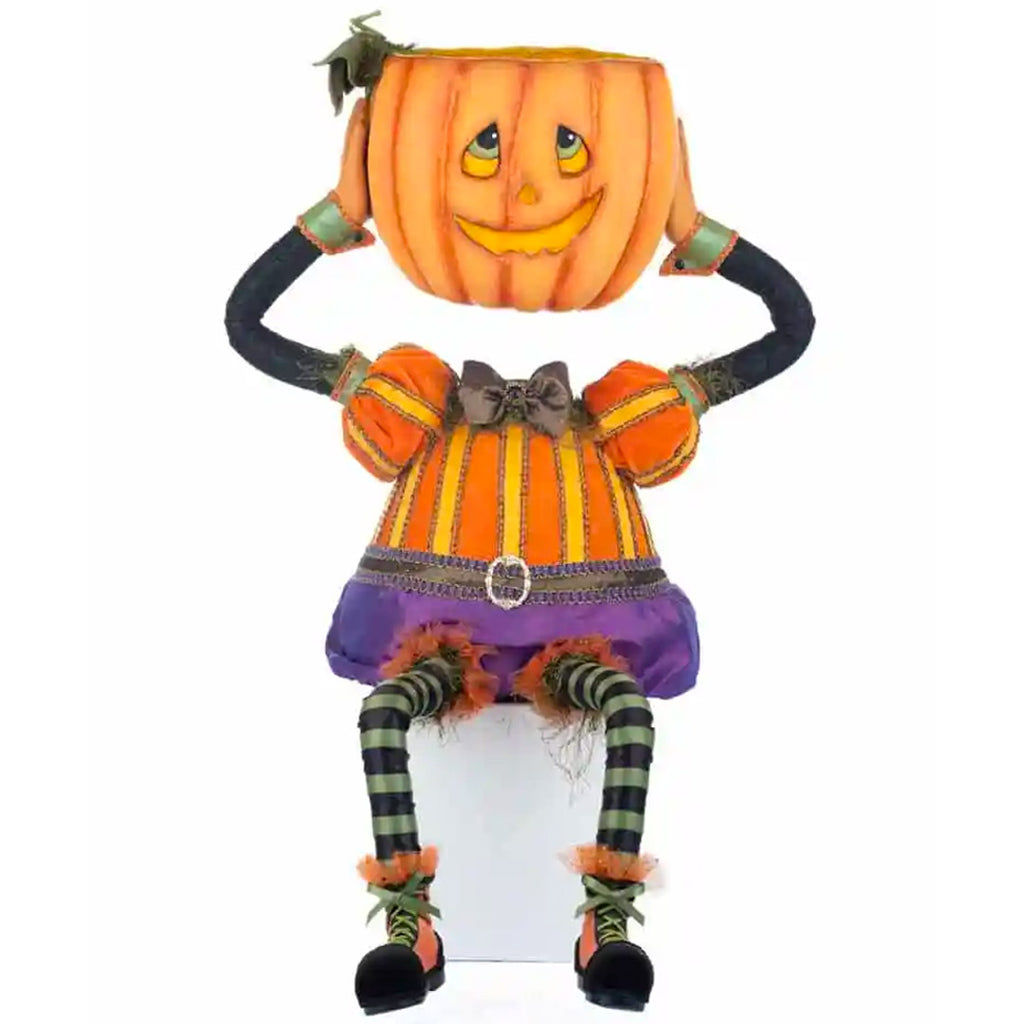 Percy Pumpkin Head Candy Bowl by Katherine's Collection  front
