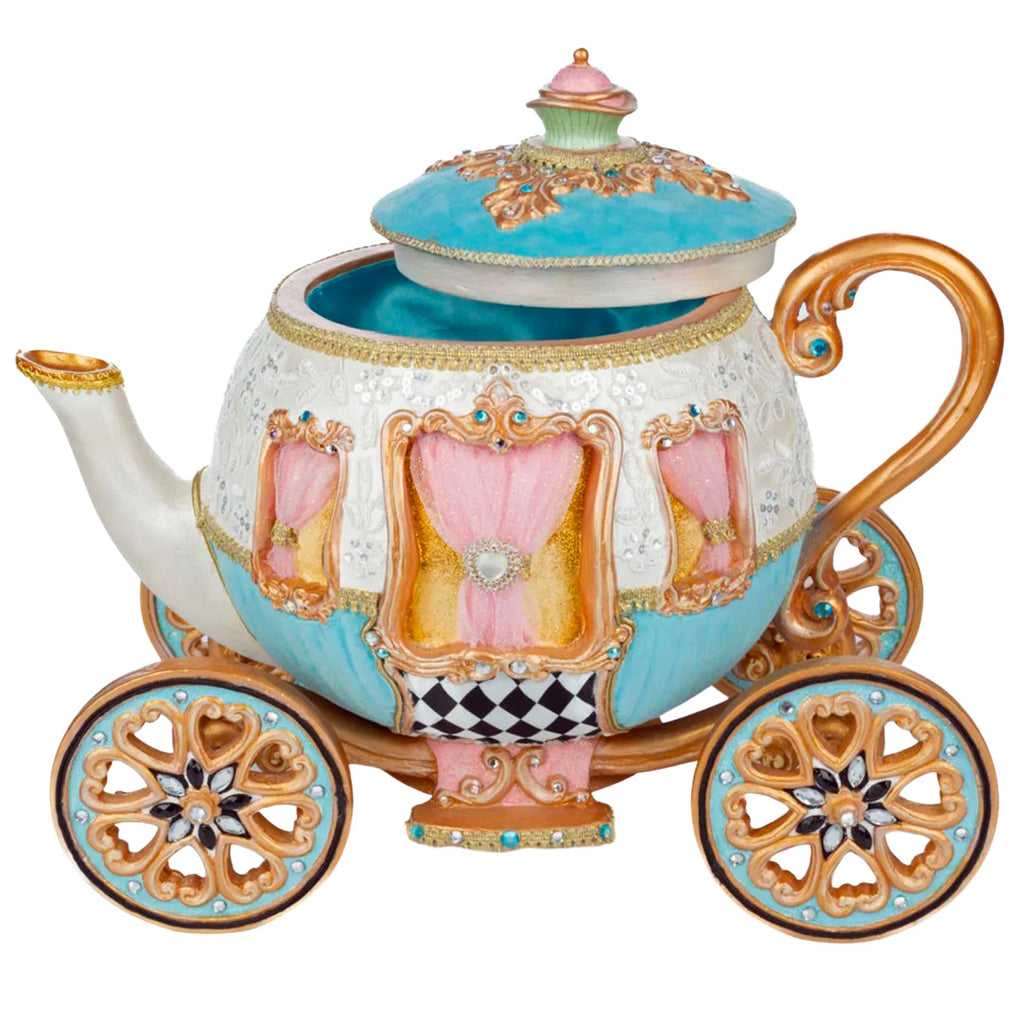 Katherine's Collection Teapot Carriage Candy Bowl  opened
