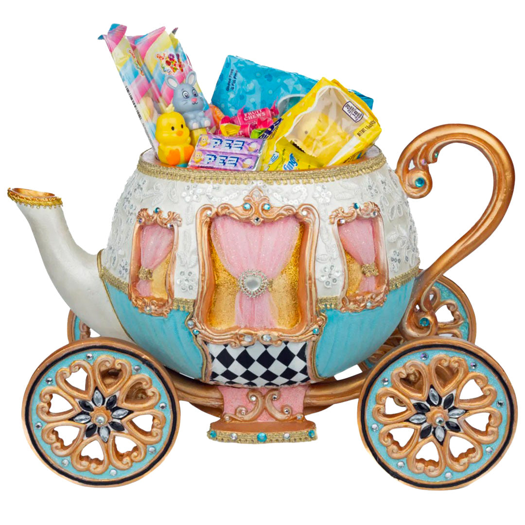 Teapot Carriage Candy Bowl 9.5"