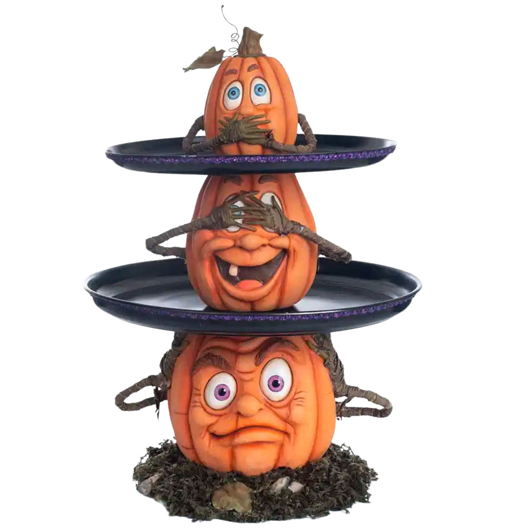 Three Wise Pumpkins Tiered Tray