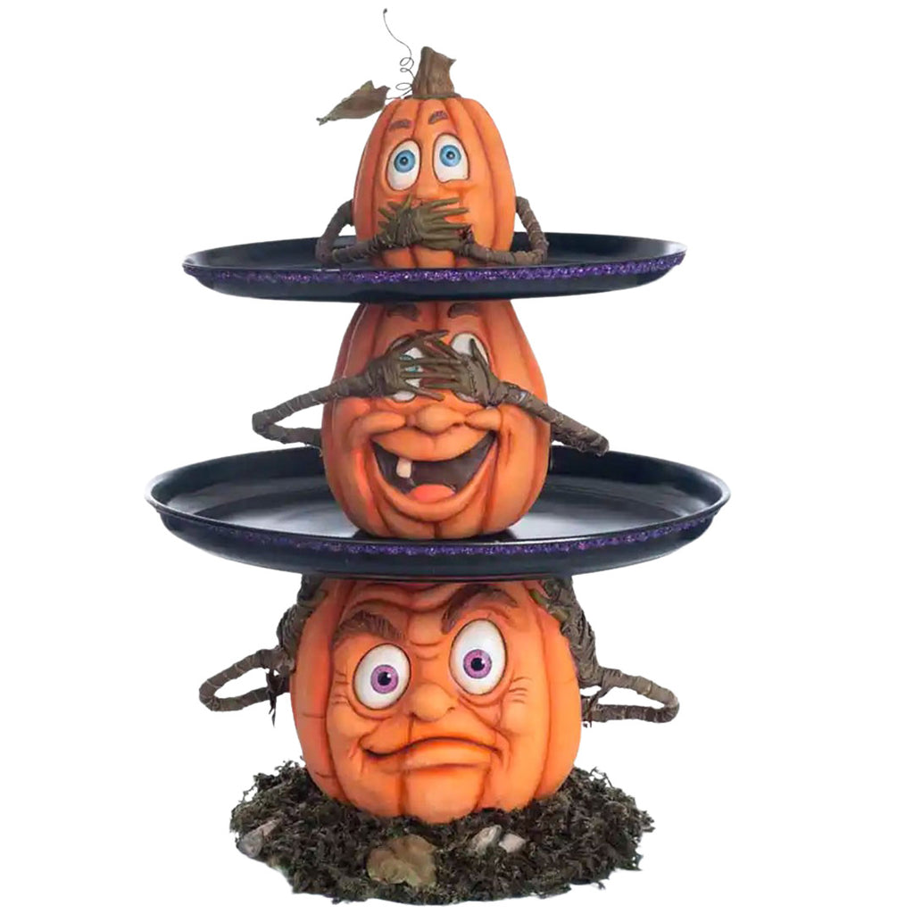 Three Wise Pumpkins Tiered Tray by Katherine's Collection side front