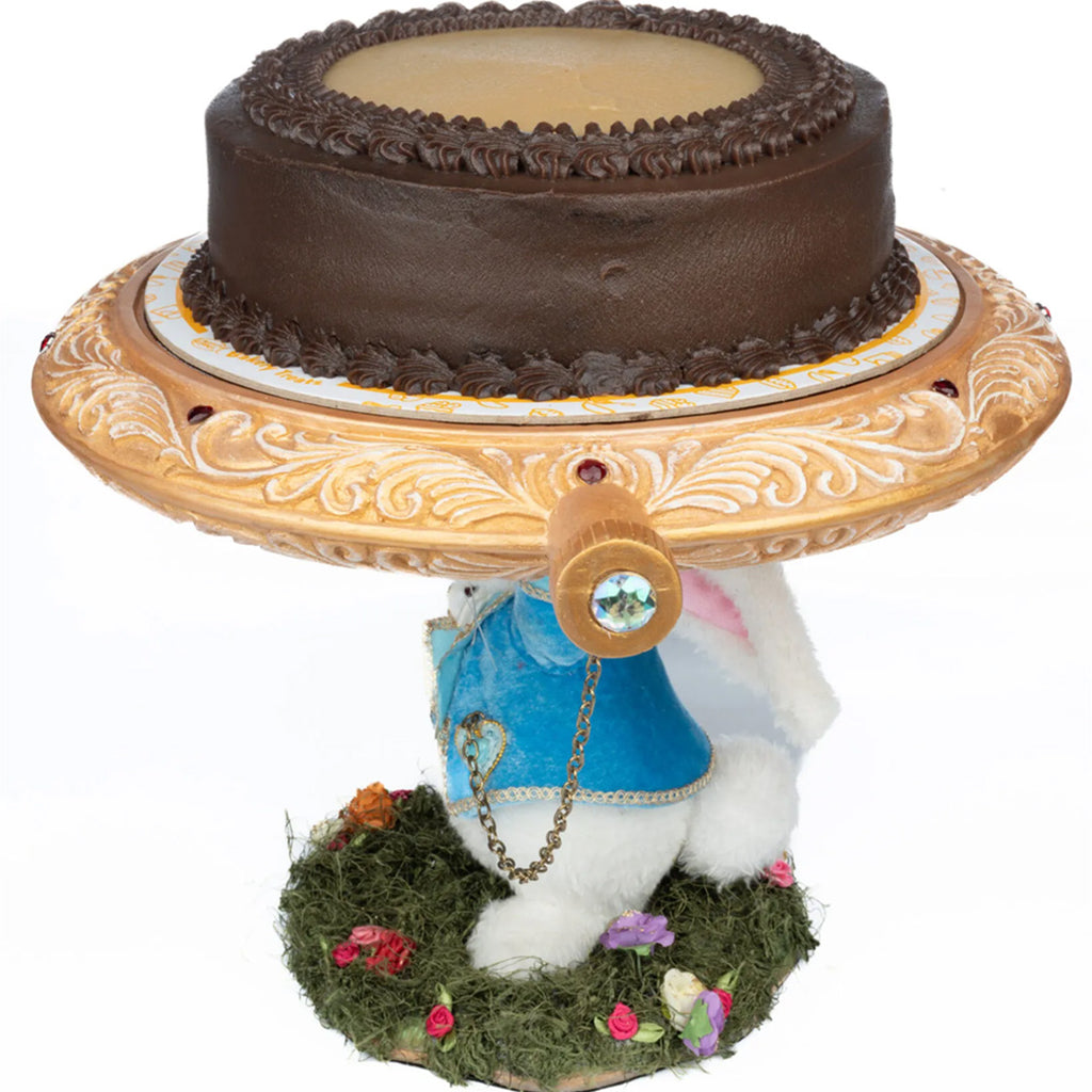 Katherine's Collection White Rabbit Cake Plate top