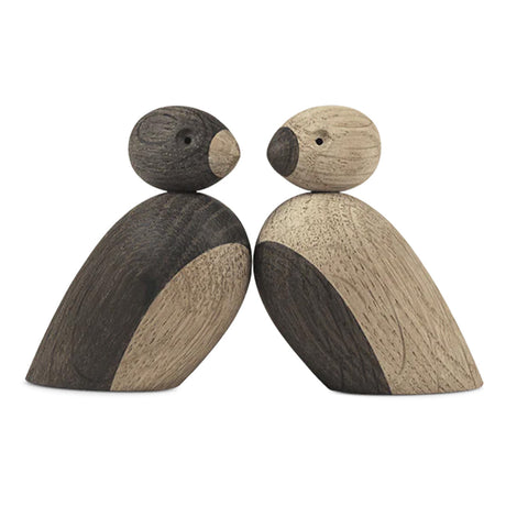 Kay Bojesen Pair of Sparrows Oak and Smoked Oak Set of 2 1
