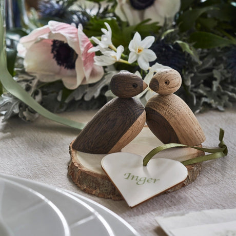 Kay Bojesen Pair of Sparrows Oak and Smoked Oak Set of 2 7