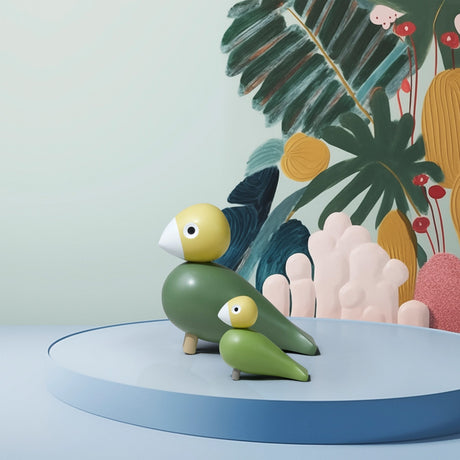 Kay Bojesen Beechwood Birds Liv and Lykke Green Set of 2 3