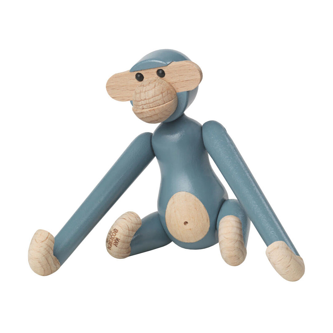 Kay Bojesen Mini Wooden Monkey Beechwood Vintage Blue 2