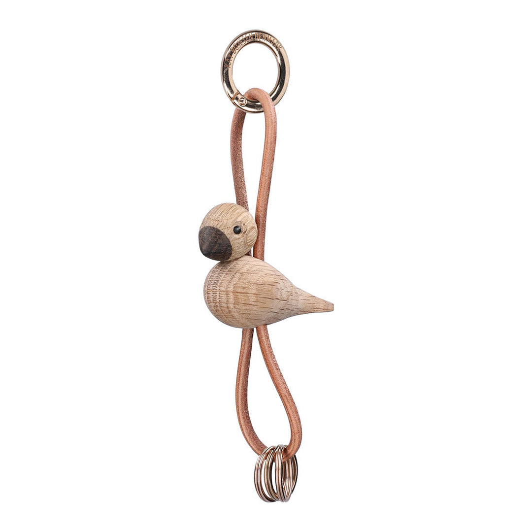 Kay Bojesen Wooden Bird Golden Metal Keychain with Natural Leather 1