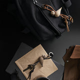 Kay Bojesen Wooden Bird Golden Metal Keychain with Natural Leather 3