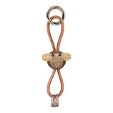 Kay Bojesen Wooden Monkey Golden Metal Keychain with Natural Leather 1