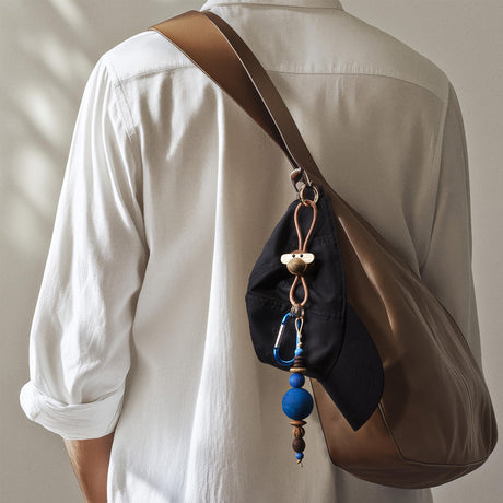 Kay Bojesen Wooden Monkey Golden Metal Keychain with Natural Leather 4