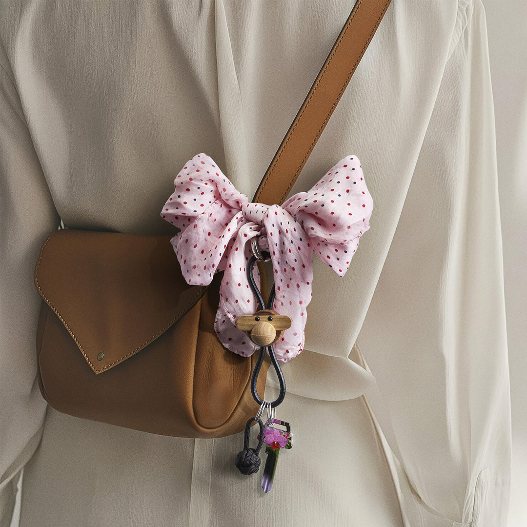 Kay Bojesen Wooden Monkey Silver Metal Keychain with Natural Leather 3