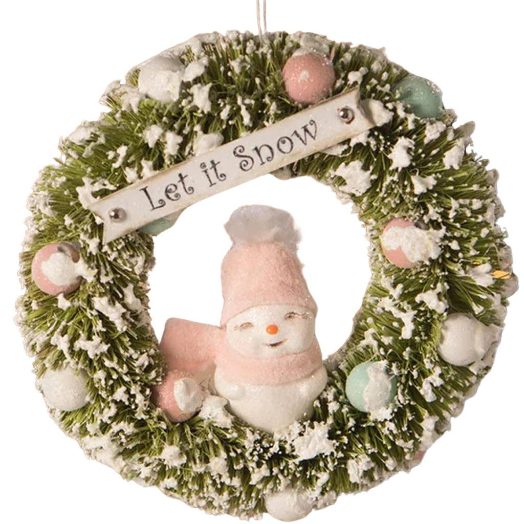 Michelle Allen for Bethany Lowe Let it Snow Snowgirl in Wreath front white