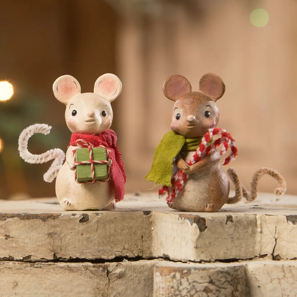 Little Mouse with Candy Canes by Bethany Lowe Designs 2.5" set