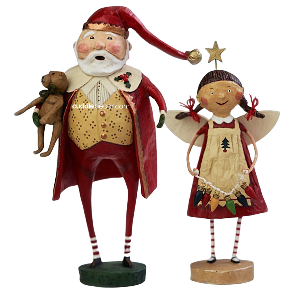 A Golden Christmas Figurine Collectible by Lori Mitchell Set of 2