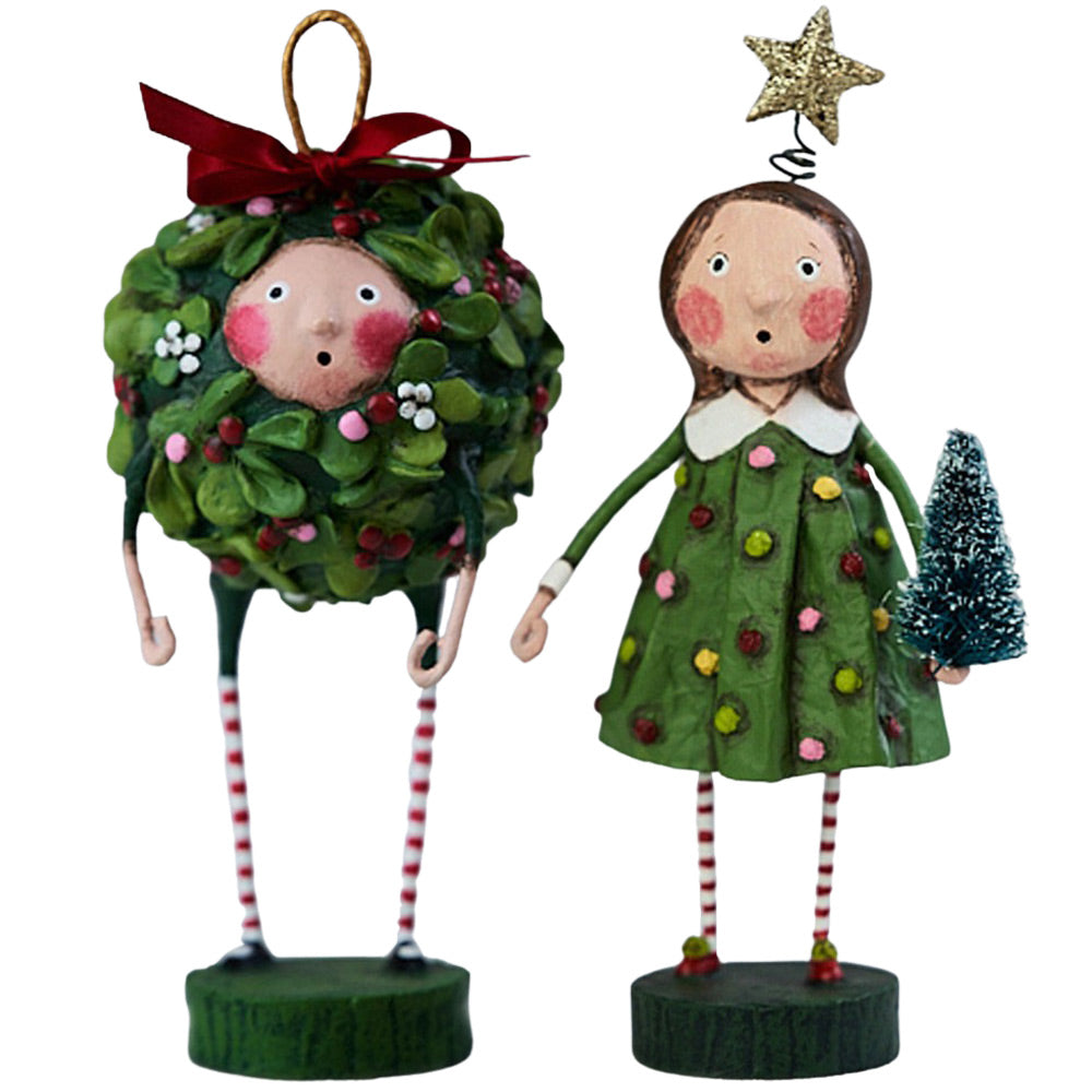 An Evergreen Christmas Figurine Collectible by Lori Mitchell Set of 2