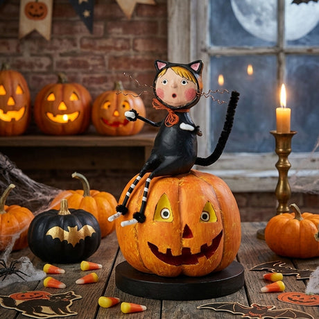Cuddle Decor Cat & Jack Halloween Figurine by Lori Mitchell, Halloween Collectibles lifestyle