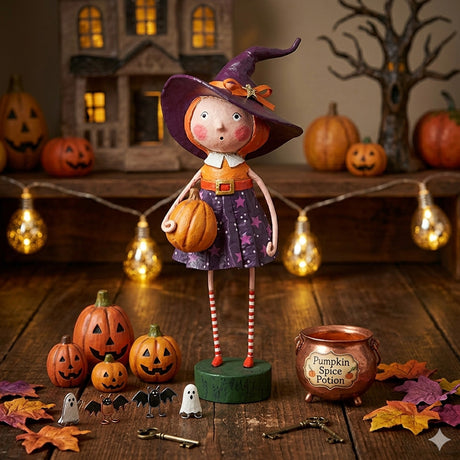 Cuddle Decor Charmed, Halloween Figurine, designed by Lori Mitchell front lifestyle