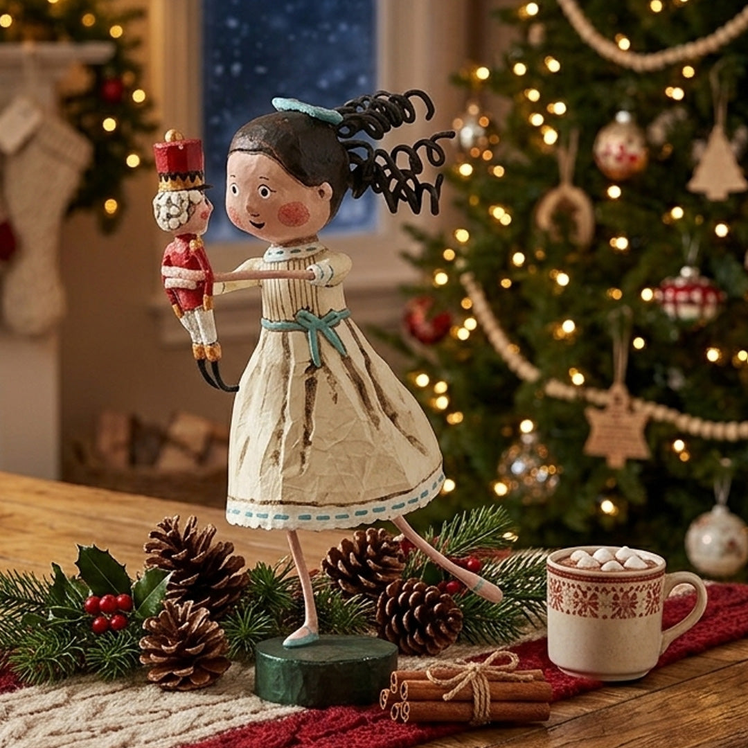 Cuddle Decor Clara Christmas Figurine and Collectible by Lori Mitchell front lifestyle