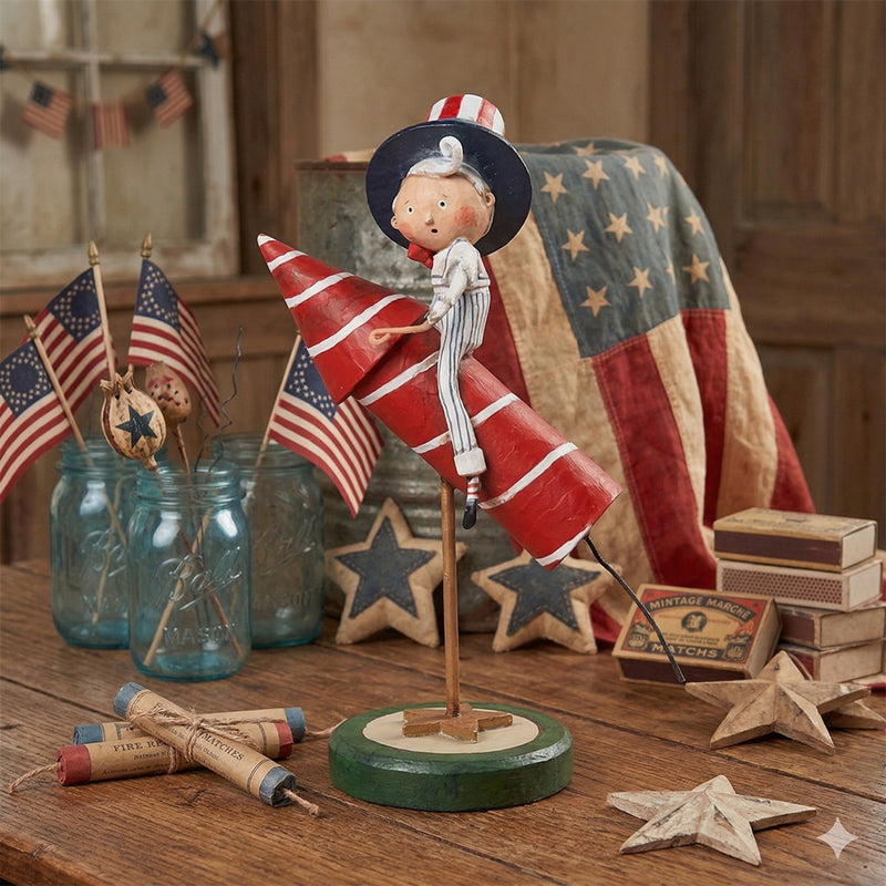 Cuddle Decor Dapper Dan The Rocket Man Patriotic Figurine by Lori Mitchell lifestyle