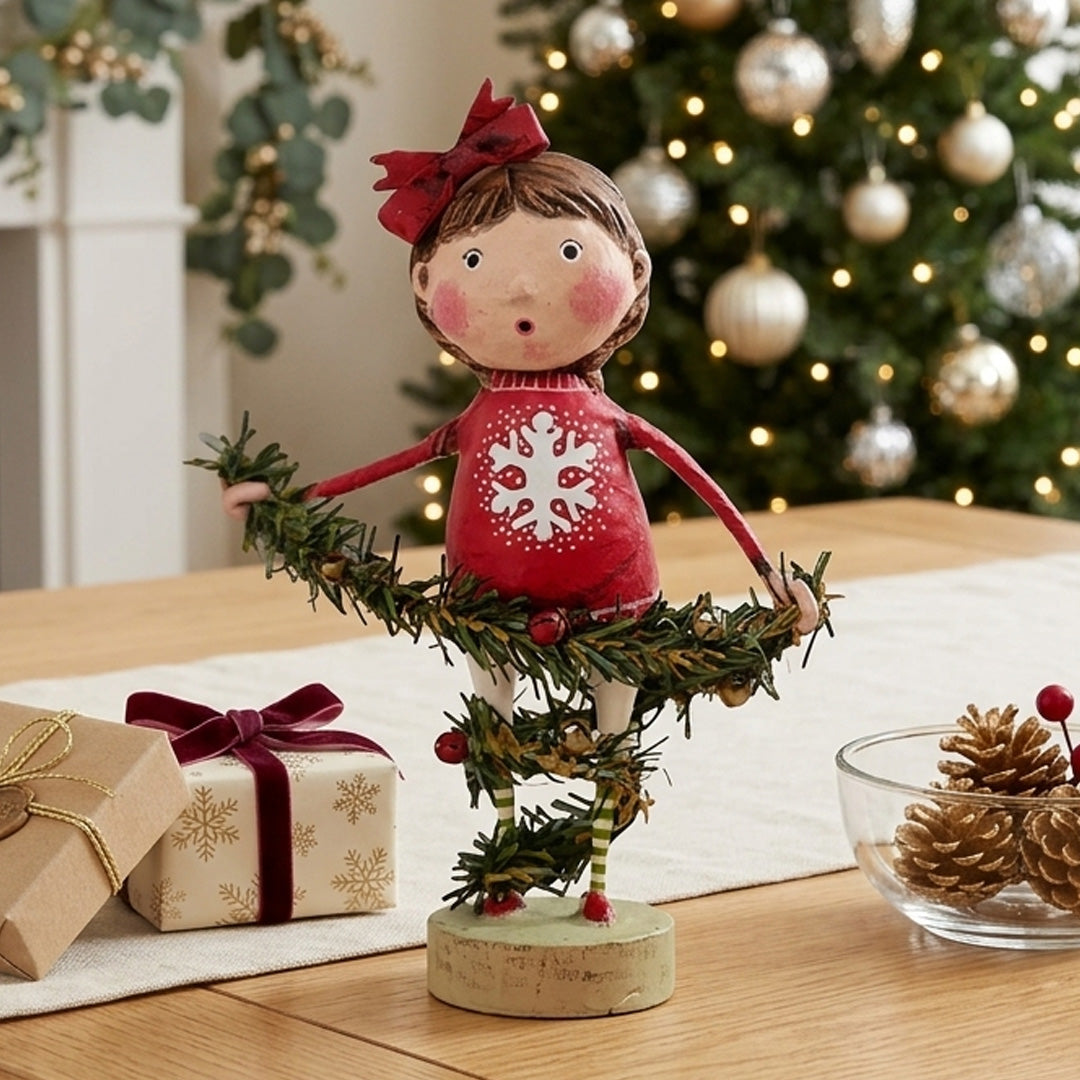 Cuddle Decor Deck the Halls Christmas Figurine and Collectible by Lori Mitchell front lifestyle
