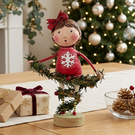 Cuddle Decor Deck the Halls Christmas Figurine and Collectible by Lori Mitchell front lifestyle