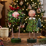 Cuddle Decor Evergreen Christmas Figurine Collectible by Lori Mitchell Set of 2 lifestyle