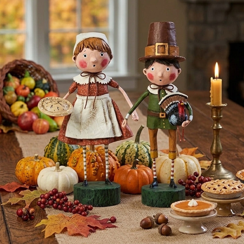 Cuddle Decor A Festive Harvest Figurine and Collectible by Lori Mitchell Set of 2 lifestyle