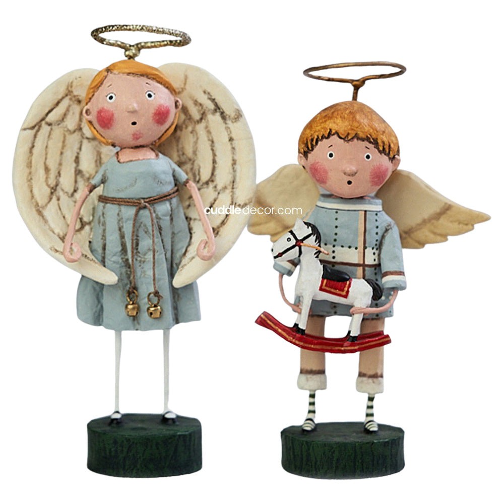 Guardian Angels Christmas Figurine Collectible by Lori Mitchell Set of 2