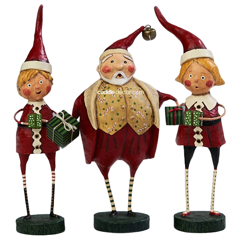 Hurry, Santa! Christmas Figurine and Collectible by Lori Mitchell Set of 3