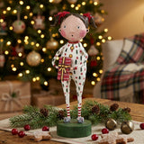 Cuddle Decor Jenny's Christmas Jammies Christmas Figurine by Lori Mitchell front lifestyle