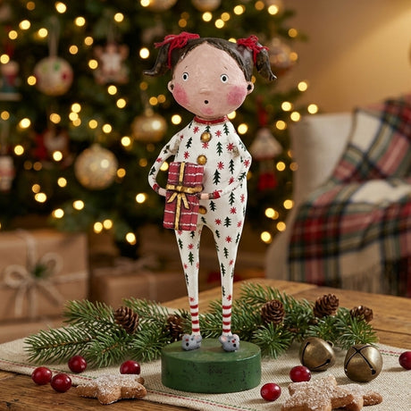 Cuddle Decor Jenny's Christmas Jammies Christmas Figurine by Lori Mitchell front lifestyle
