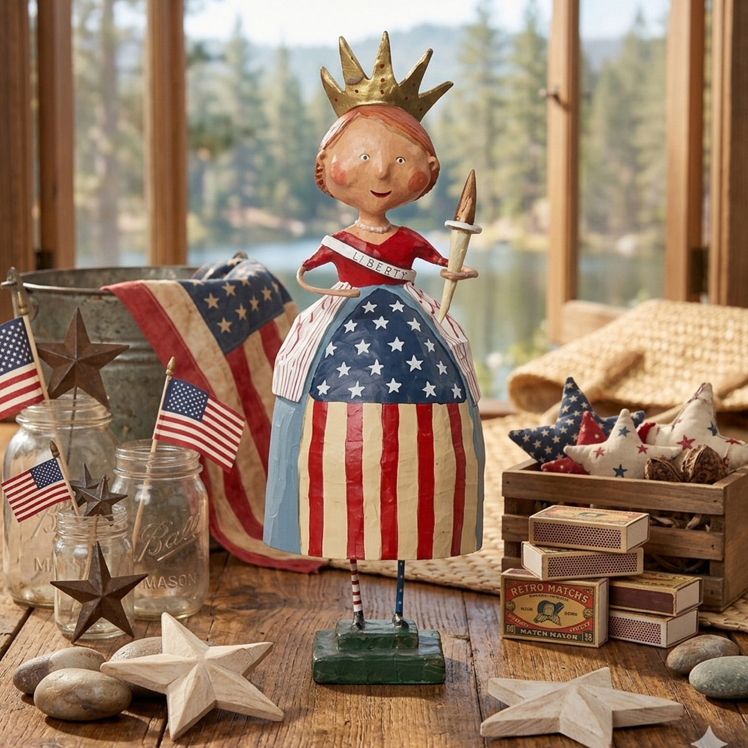 Cuddle Decor Lady Liberty Patriotic Figurine Collectible by Lori Mitchell lifestyle